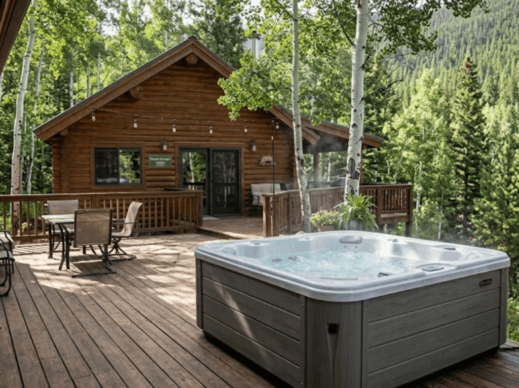 beautiful hot tub at cabin