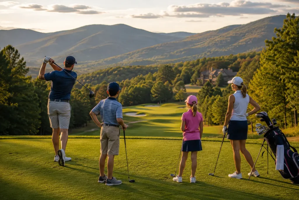 family golfing near Bryce resort