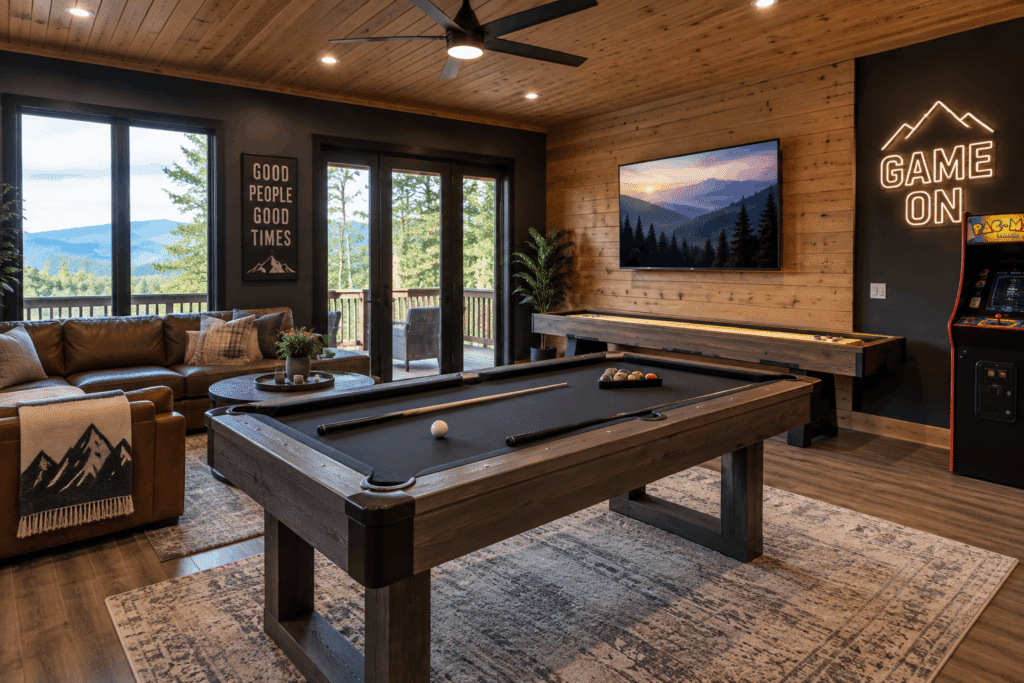 modern cabin game room